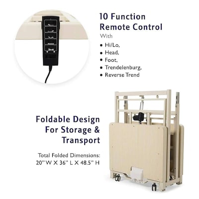 Medacure Super Low Fully Electric Bariatric Adjustable Hospital Bed, Pivot Rails Included (PHP-ULB3.9NM)