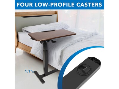 Mount-It! Height-Adjustable Overbed Desk with Tilt Tabletop, 27.2"-41.3"H, Brown/Black (MI-8045)