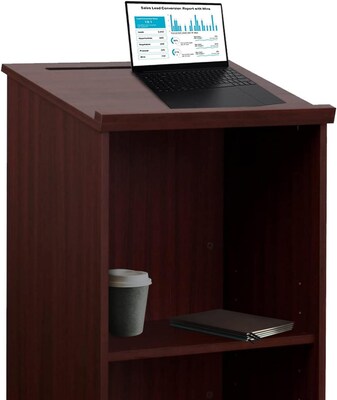 AdirOffice 46" Speaker Podium Lectern, Mahogany (661-01-BLK-PKG)