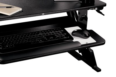 3M Precision Standing Desk 35"W Manual Adjustable Desk Riser with Gel Wrist Rest and Precise Mouse Pad, Black (SD60B)