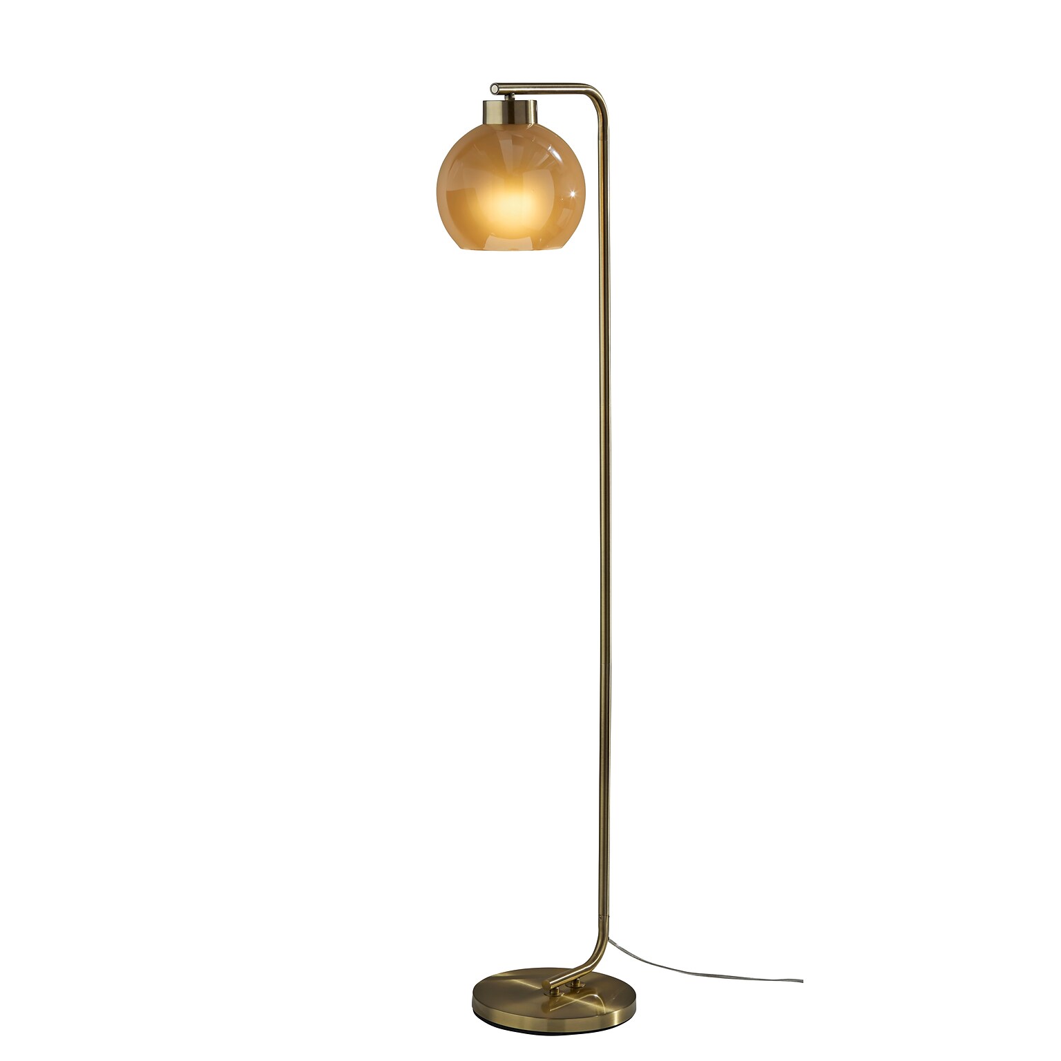 Adesso Atticus 59H Antique Brass Floor Lamp with Round Shade (3898-21)