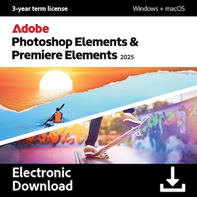 Adobe Photoshop Elements 2025 & Premiere Elements 2025 for 1 User, Windows and macOS, Download (ADO9