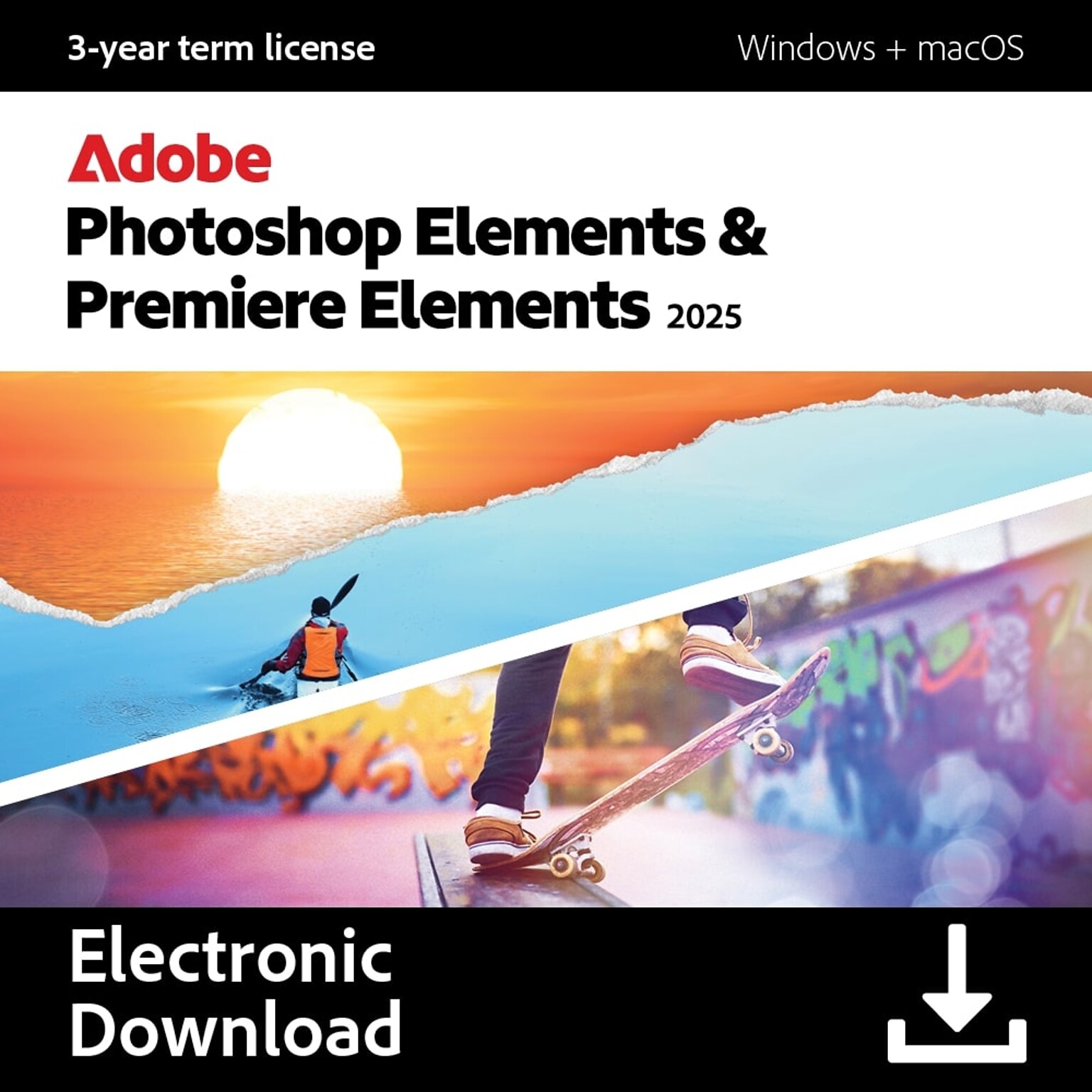 Adobe Photoshop Elements 2025 & Premiere Elements 2025 for 1 User, Windows and macOS, Download (ADO951800V564)
