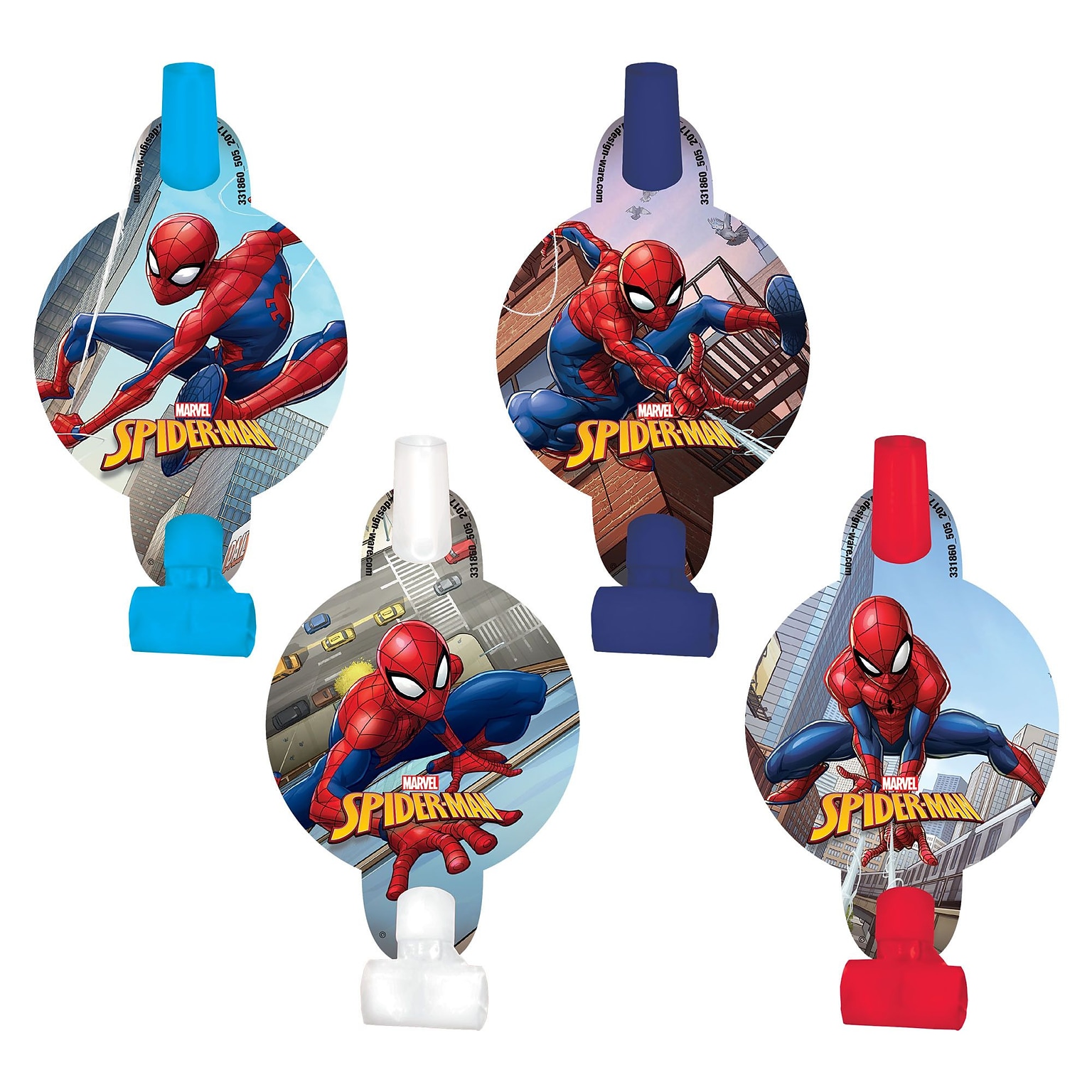 Party City Spider-Man Webbed Wonder Blowouts, Assorted Colors, 8/Pack (AM331860-NS)