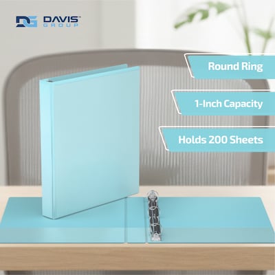 Davis Group, 1, 8.5 x 11, Round Ring View Binder, Pastel Color, Aqua, 6/Pack (7411-12-06)