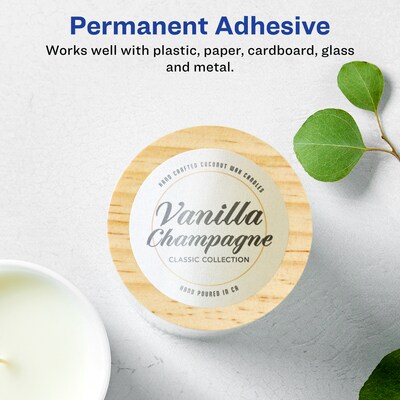 Avery Pearlized Ivory Circle Multipurpose Labels, 2.75" Dia., Ivory, 60/Pack (94512)