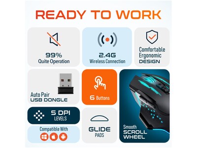 Delton G37 Wireless Ergonomic Optical Gaming Mouse, Black (DMGAM37ERG)