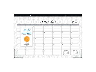 2024 Blue Sky Enterprise 17 x 11 Monthly Desk Pad Calendar, White/Gray (111293-24)