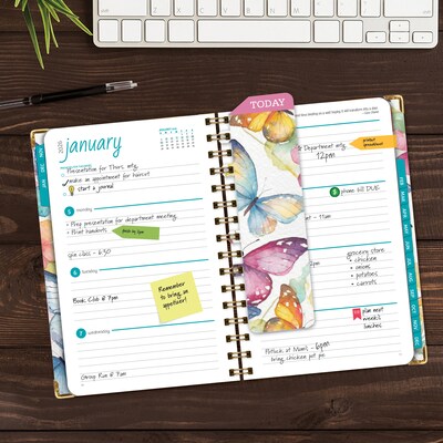 2026 Global Printed Products Watercolor Butterflies 5.5 x 8 Weekly & Monthly Planner, Paperboard Cover (NRY26-58-33)