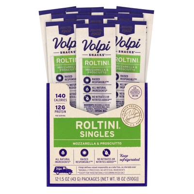 Volpi Roltini Singles, Prosciutto & Mozzarella, 1.5 oz, 24/Pack (220-02484)
