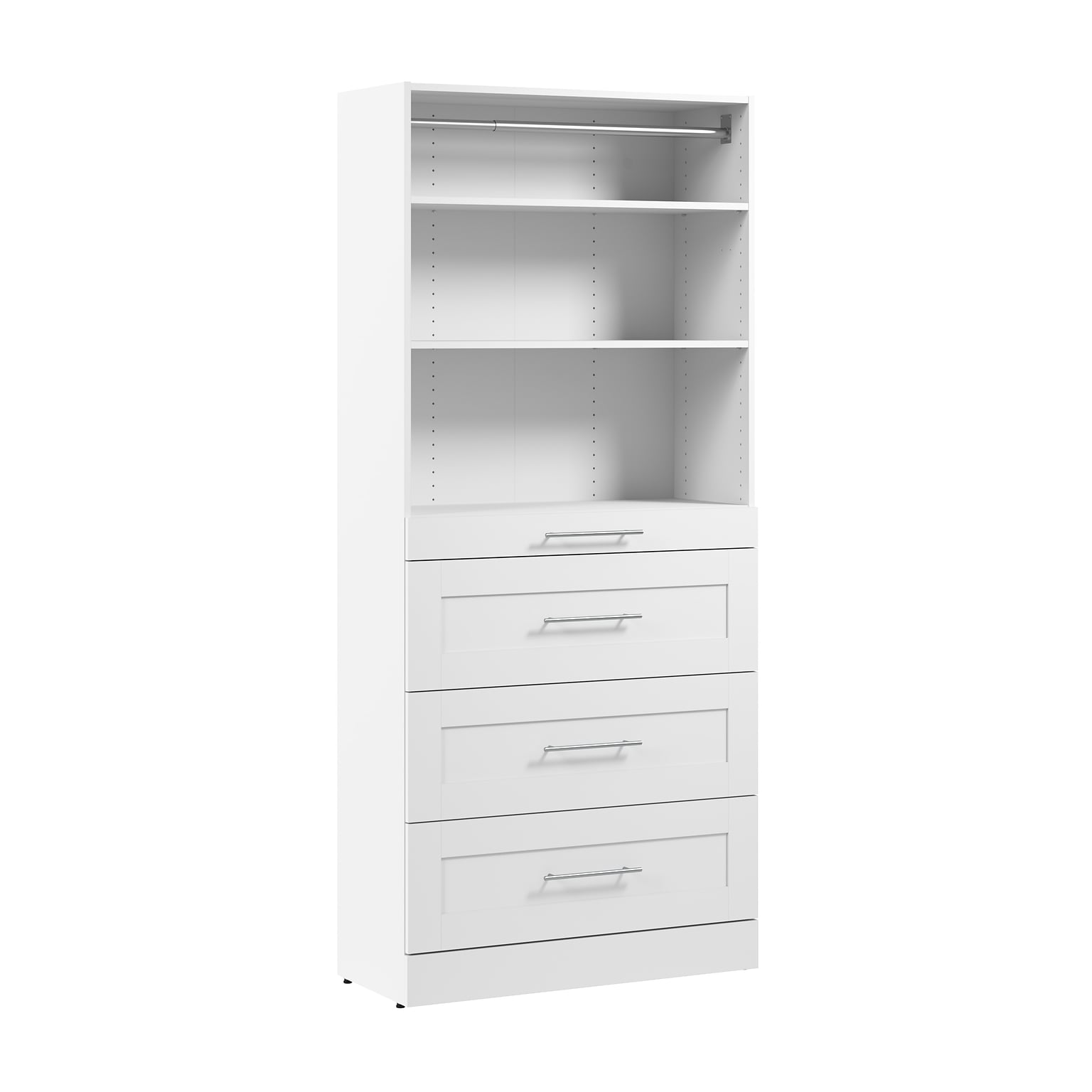 Bestar Florence Closet System, 5 Shelves, 4 Drawers, 36W x 16D, White (127605-000017)