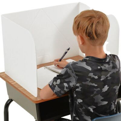 Classroom Products Foldable Cardboard Freestanding Privacy Shield, 13"H x 20"W, White, 30/Box (1330 WH)