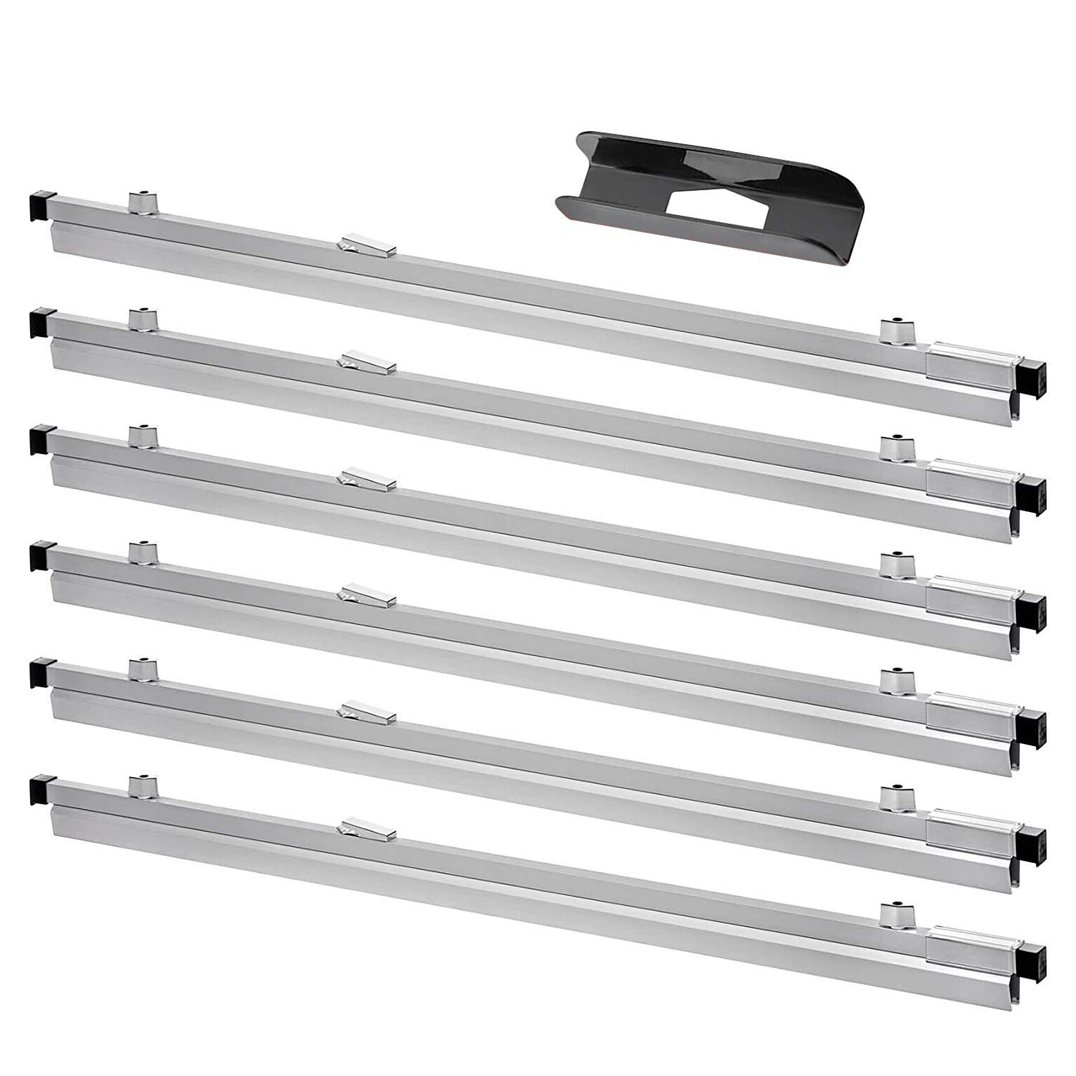 AdirOffice Hanging Clamp Document Holder, 24, Horizontal, Silver Aluminum, 12/Pack (ADI6026--2)