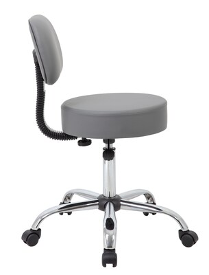 Boss Caressoft Armless Medical Stool w/Back Cushion, Gray (B245-GY)