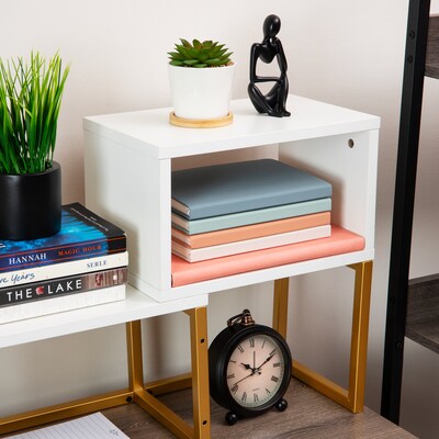 Mind Reader 3 Metal Desktop Bookshelf, 15.75" x 7.87" x 23.75", White (MDGDESK-WHT)