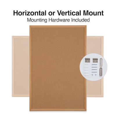 Staples Cork Bulletin Board, Oak Frame, 3'W x 2'H (28336-CC)