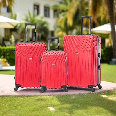 InUSA Vasty 3-Piece Hardside Spinner Luggage Set, TSA Checkpoint Friendly, Red (IUVASSML-RED)