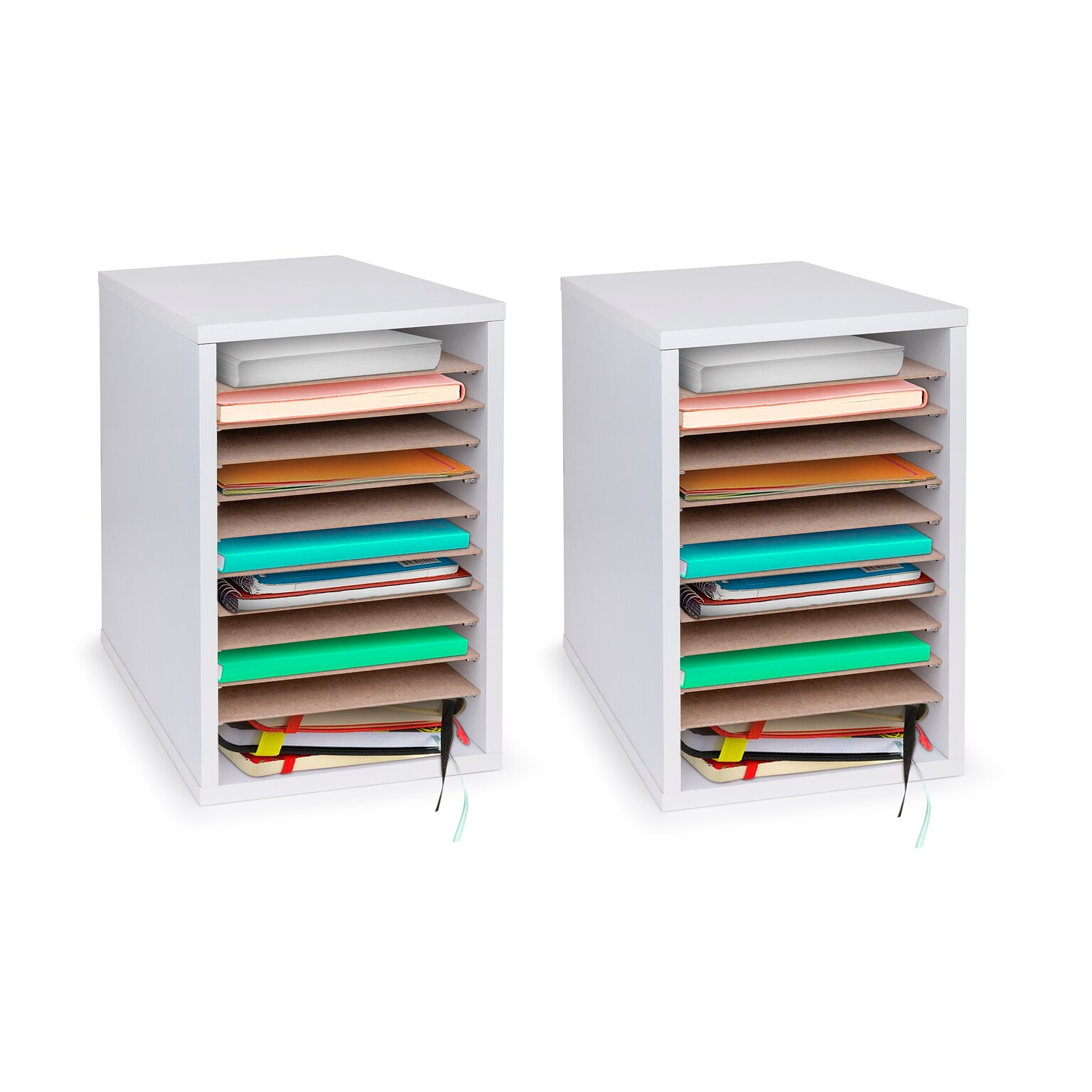 AdirOffice 500 Series 11-Compartment Literature Organizers, 10.75 x 11.75, White, 2/Pack (500-11-WHI-2PK)