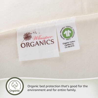 Whisper Organics Waterproof Pique Textured Mattress Protector, GOTS Certified Cotton, Full, White (WSOR-WMPTWF)