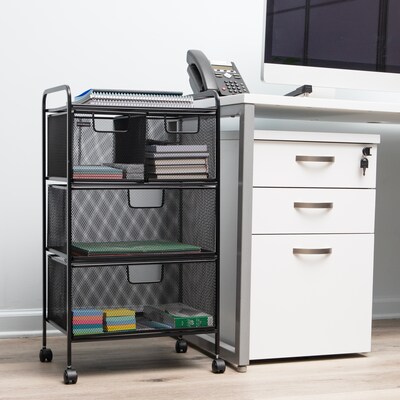 Mind Reader 4-Drawer Multipurpose Utility Cart with Wheels, Metal, Black (4DRMESH-BLK)