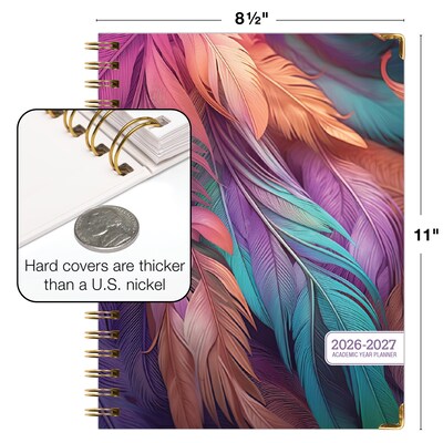 2026-2027 Excello Brands 8.5" x 11" Academic Weekly & Monthly Planner, Paperboard Cover, Pastel Peacock (FSHN-AY26-8511-61)