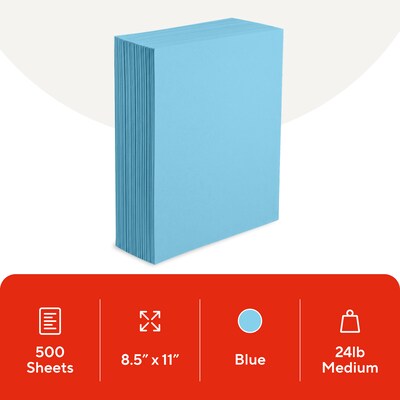 Staples Brights Multipurpose Paper, 24 lbs., 8.5 x 11, Blue, 500/Ream (20101)