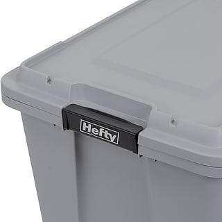 Hefty 18 qt. Clear Plastic Storage Bin with Blue Hi-Rise Lid, 8 Pack