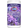 Clorox Scentiva Disinfecting Wipes, Tuscan Lavender & Jasmine Scent, 75 Wipes/Container (60040)