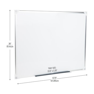 Mind Reader Dry-Erase Whiteboard Wall Mount With Eraser Marker Shelf, 36" x 48" (OFFBOARD-WHT)