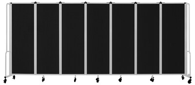 National Public Seating Robo Series 7-Panel Folding Mobile Room Divider, 72"H x 164"W, Black Fabric (RDG6-7PT10)