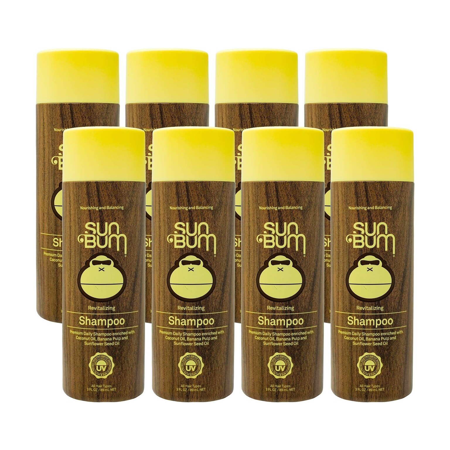 Sun Bum Revitalizing Shampoo, 3 oz Bottle, 8 Bottles/Bag, 3 Bags/Carton