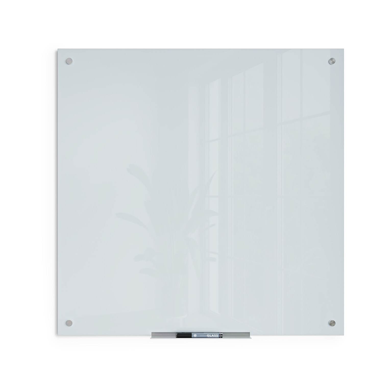 U Brands Glass Dry-Erase Whiteboard, 3 x 3 (2795U00-01)