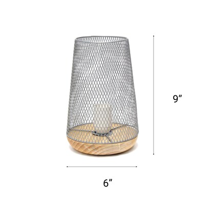 Creekwood Home Industrial Mesh 9" LED Table Lamp, Gray (CWT-1004-GY)