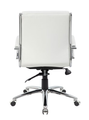 Boss Office Products Ergonomic CaressoftPlus Vinyl Swivel Executive Chair, White (B9476-WT)