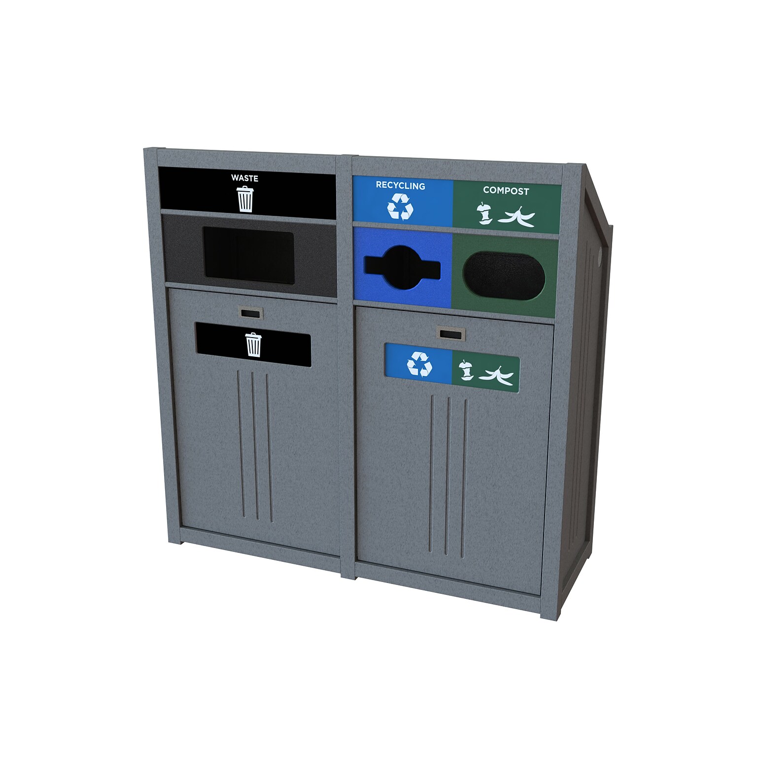 CleanRiver PTZ Three-Stream Recycling Station, 72 Gallon, Gray (TXZ72-3-WRC-GY)