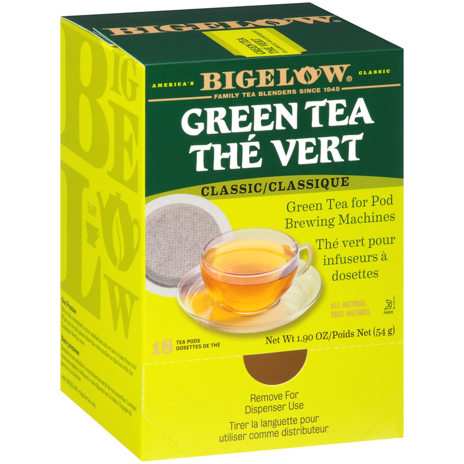 Bigelow Classic Green Tea, Pods, 18/Box (RCB07906)