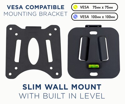 Mount-It! Low Profile Fixed TV Mount for 19" to 32" TVs, Black, (MI-203)