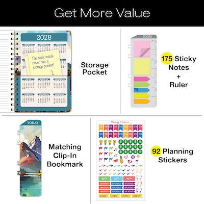 2027 Excello Brands 6" x 8" Weekly & Monthly Standard Planner, Paperboard Cover, Lake View (FSHN-CY27-58-82)