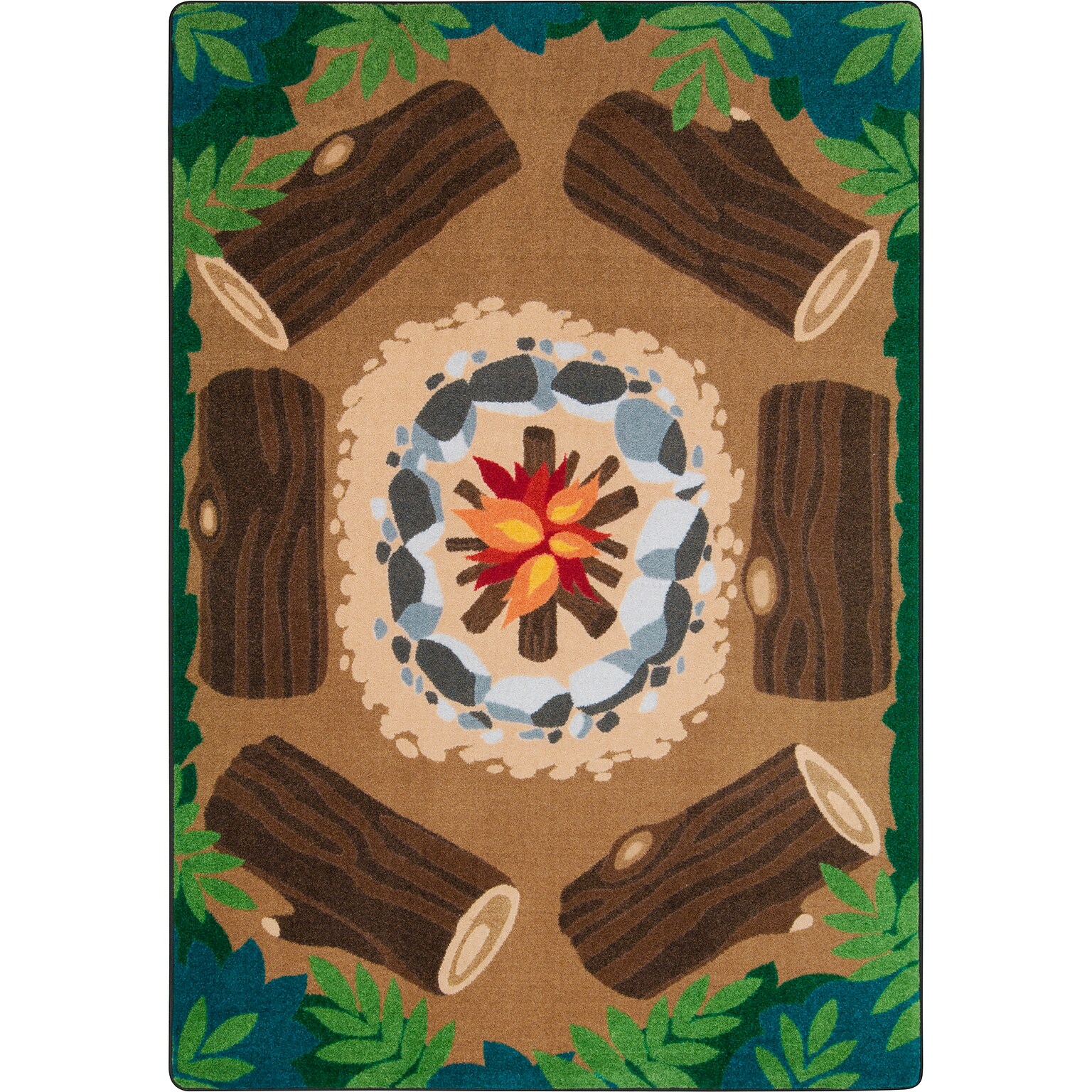 Joy Carpets Campfire Fun Nylon 78 x 109 Machine Tufted Rug, Multicolored (2015D)