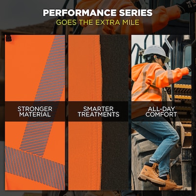 GloWear 8317BK High Visibility Long Sleeve Black Bottom Hooded Sweatshirt, ANSI Type R, Class 3, Orange, 3XL (22987)