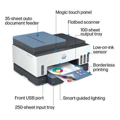 HP Smart Tank 7602 Wireless Color Inkjet Printer, All-In-One Supertank, Print, Scan, Copy, Fax (28B98A#B1H)
