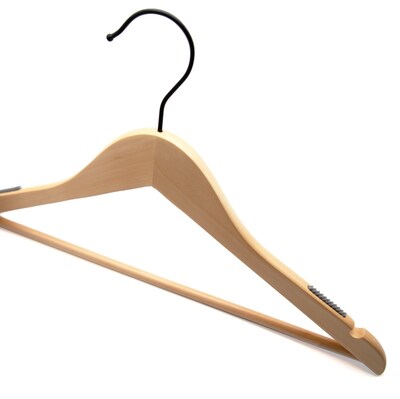 Nahanco Wood Clothes Hangers, Natural, 100/Carton (20017WBBH)