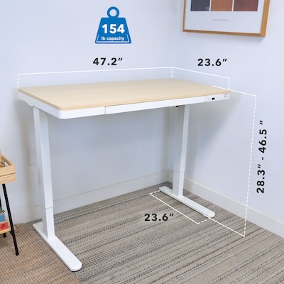 Mount-It! 47"W Electric Adjustable Standing Desk with Drawer, Brown (MI-15004)