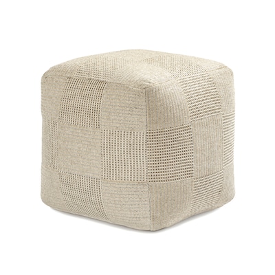Anji Mountain Branford Ivory Natural Fabric Square Pouf Ottoman (AMBPF106-1818)