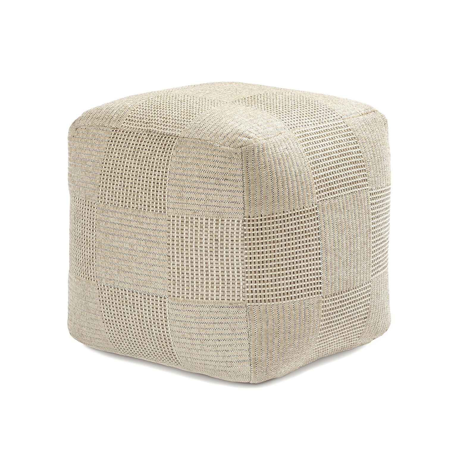 Anji Mountain Branford Ivory Natural Fabric Square Pouf Ottoman (AMBPF106-1818)