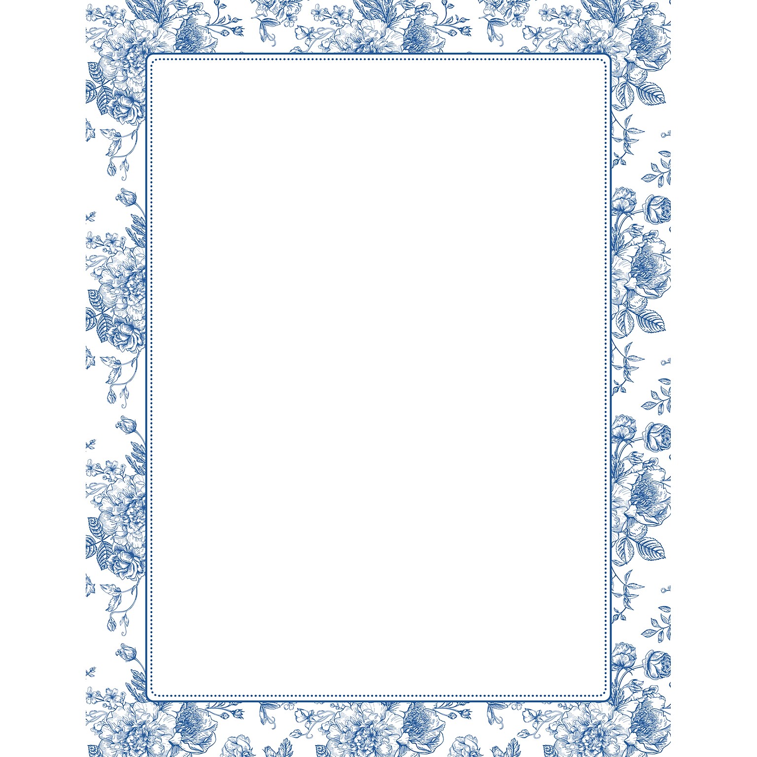 Great Papers Blue Toile Floral Everyday Letterhead, Multicolored, 50 Sheets/Pack (2025010)