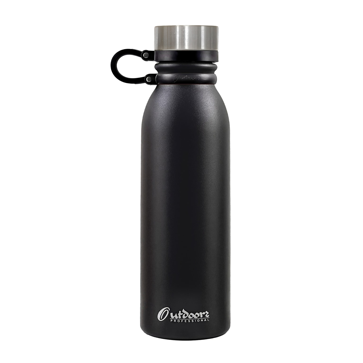 Outdoors Professional Stainless Steel Double-Walled Vacuum-Insulated Travel Bottle, 20 oz., Black (OUTD3675)