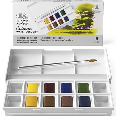 Winsor and Newton Cotman Watercolor Paint Palette, Assorted Colors, 9 Pieces/Set (WNX0390673)