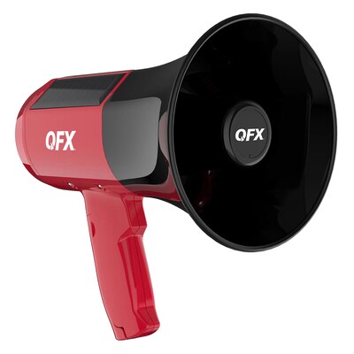QFX BT-1000 QFXBT1000RED Rechargeable Solar Megaphone, 5-Watt, Red/Black