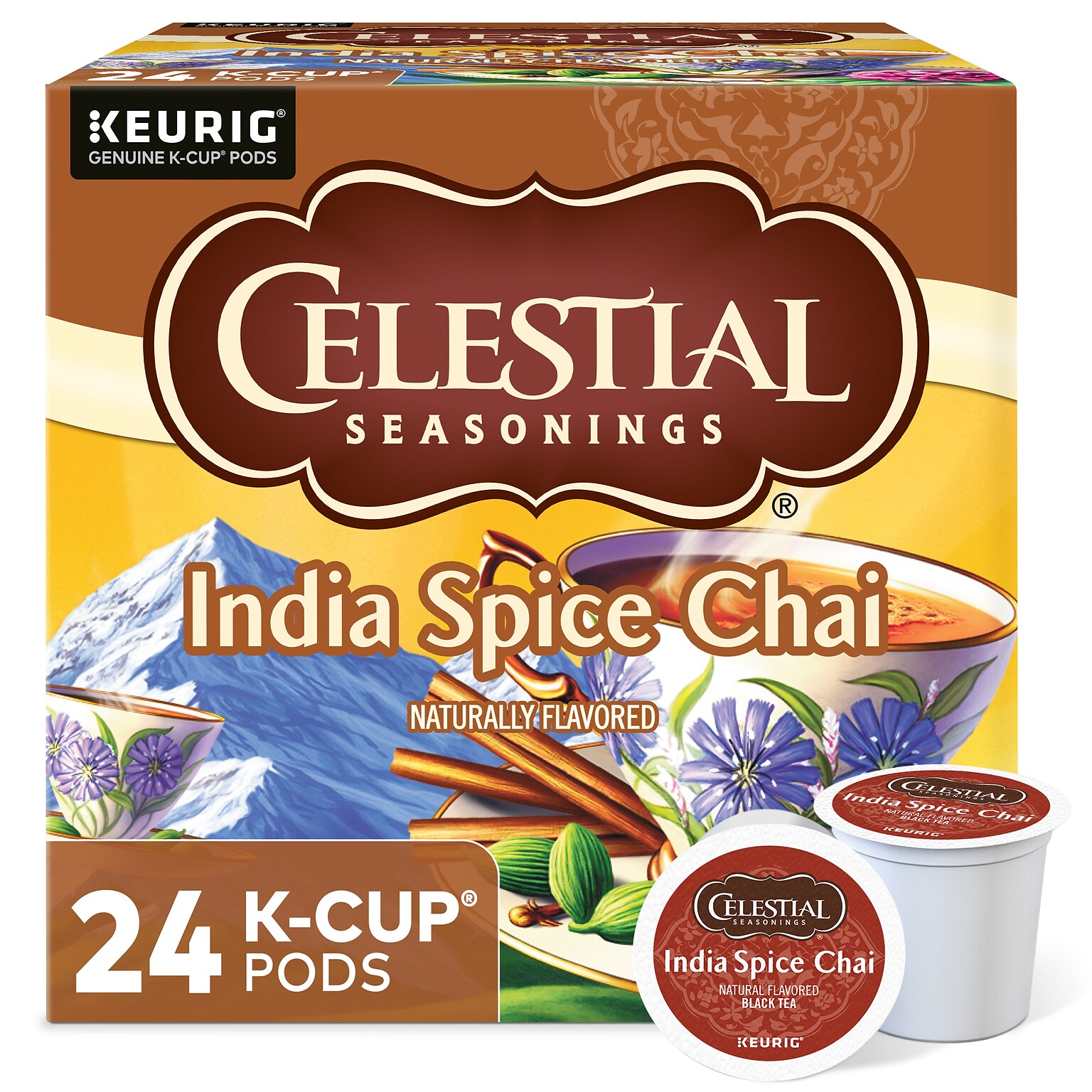 Celestial Seasonings India Spice Chai Tea, 0.13 oz. Keurig® K-Cup®p Pods, 24/Box (14738)